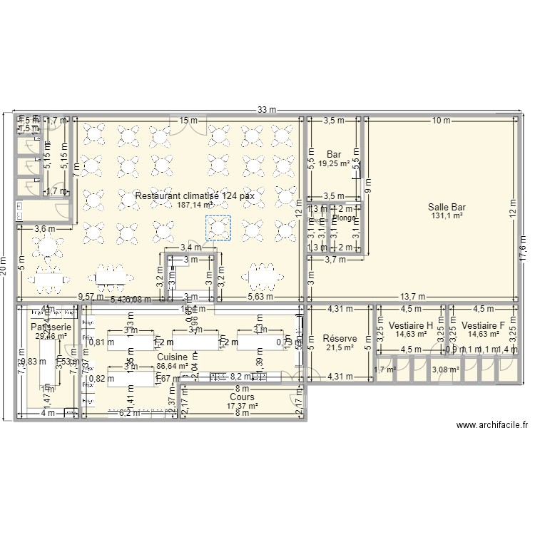 Hôtel Diamarek: nouveau resto 5. Plan de 25 pièces et 574 m2
