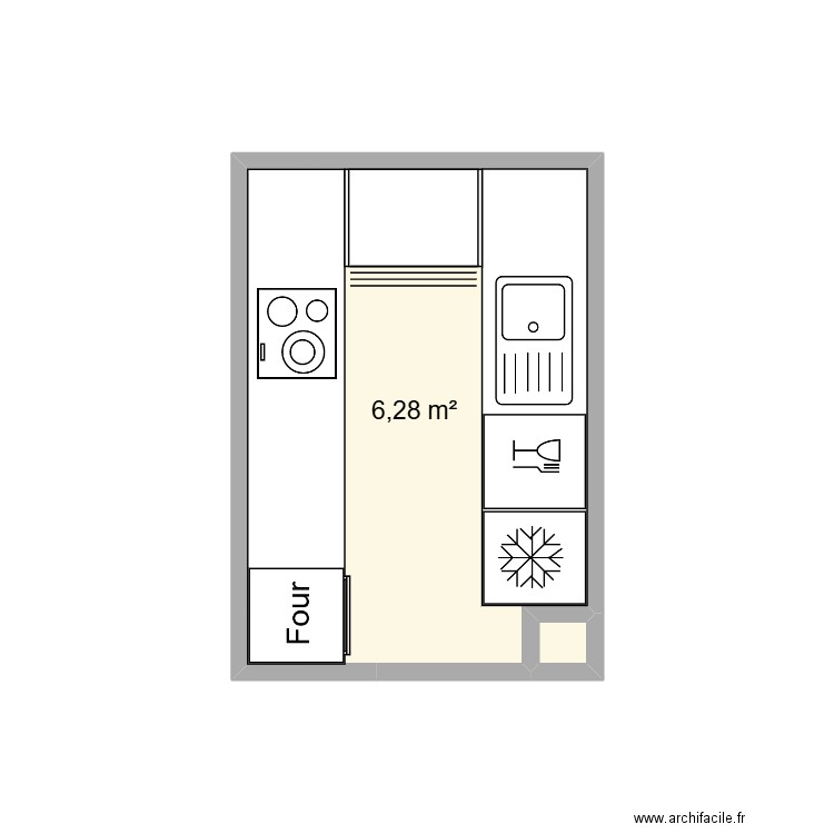 maman. Plan de 2 pièces et 6 m2