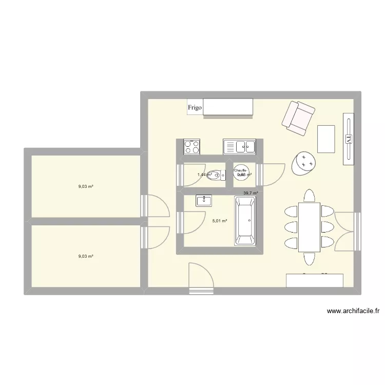 Bras. Plan de 6 pièces et 77 m²