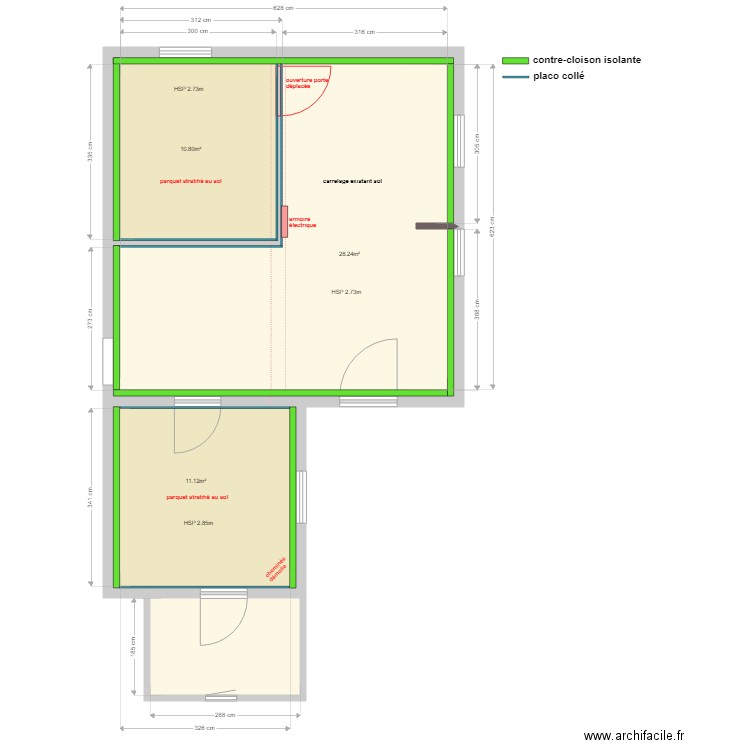SIDOU (plan projet rez-de-chaussée). Plan de 4 pièces et 59 m2