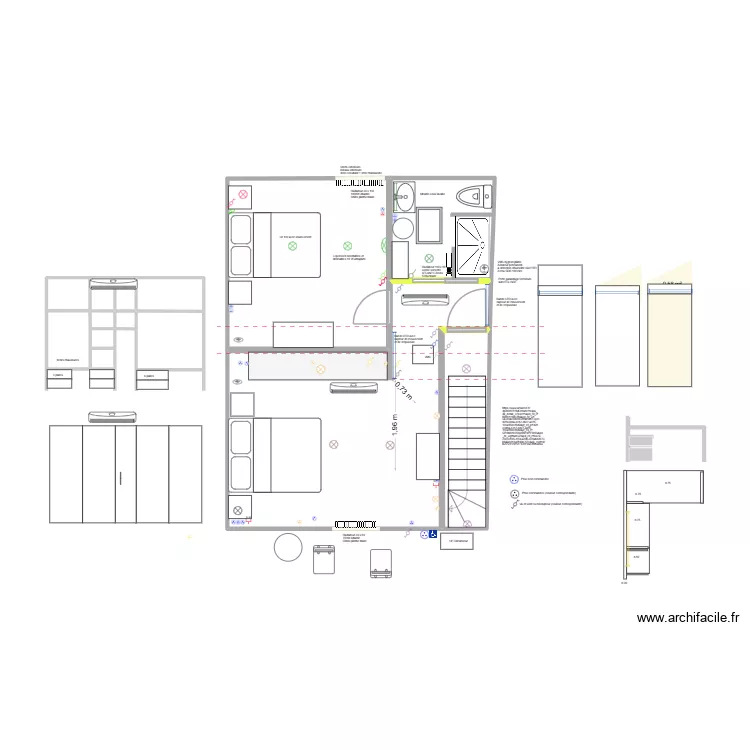 Remise: 2 chambres + SDB projet 2. Plan de 14 et 47 m² Remise: 2 chambres + SDB projet 2. Plan de 14 et 47 m²
