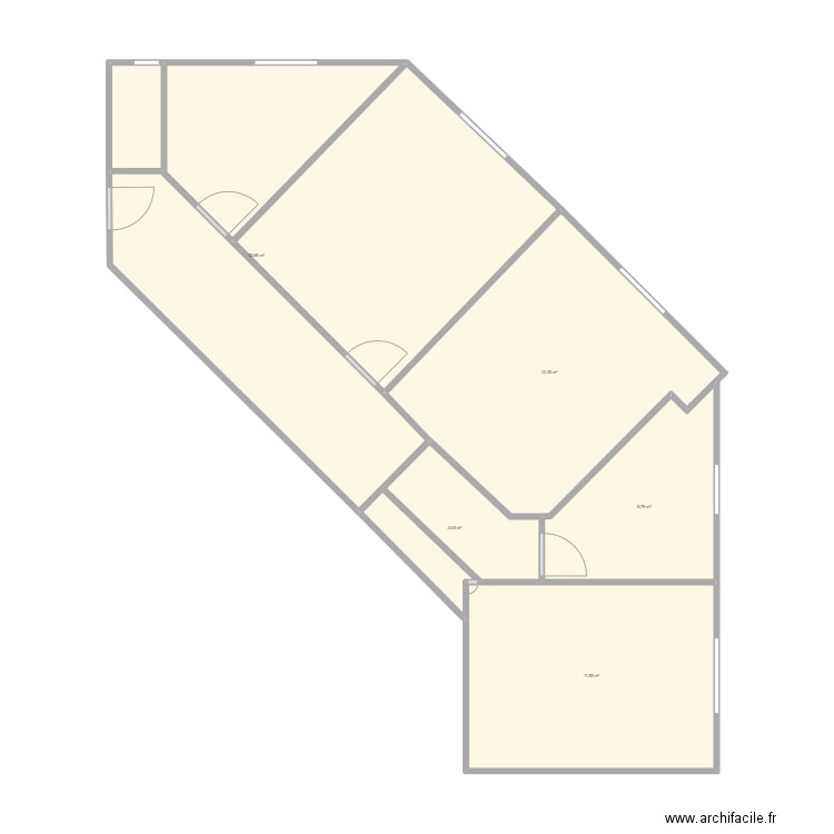 ROUSSIER EXISTANT. Plan de 7 pièces et 64 m2