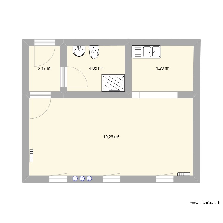 house test. Plan de 4 pièces et 30 m2