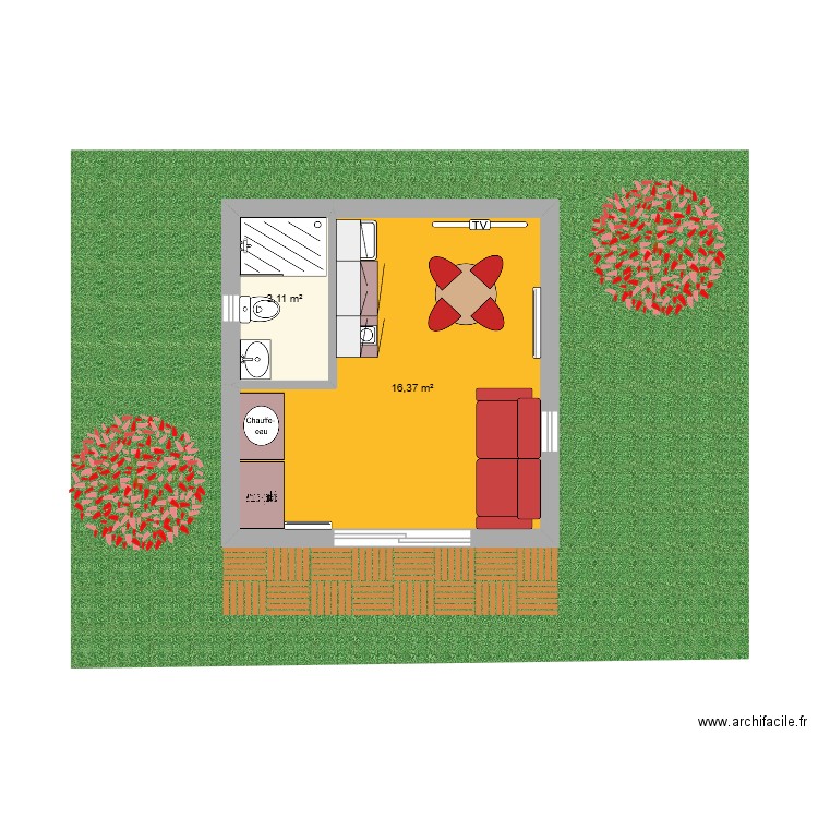 maison 20 m² .... bis. Plan de 2 pièces et 19 m2