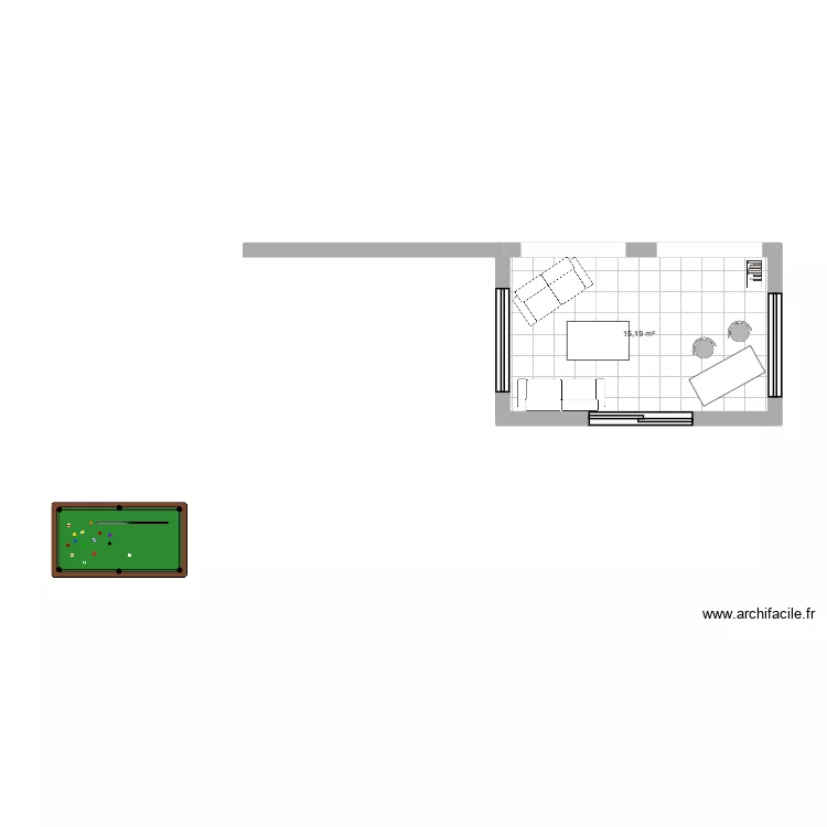 TEXIER. Plan de 1 pièce et 15 m²
