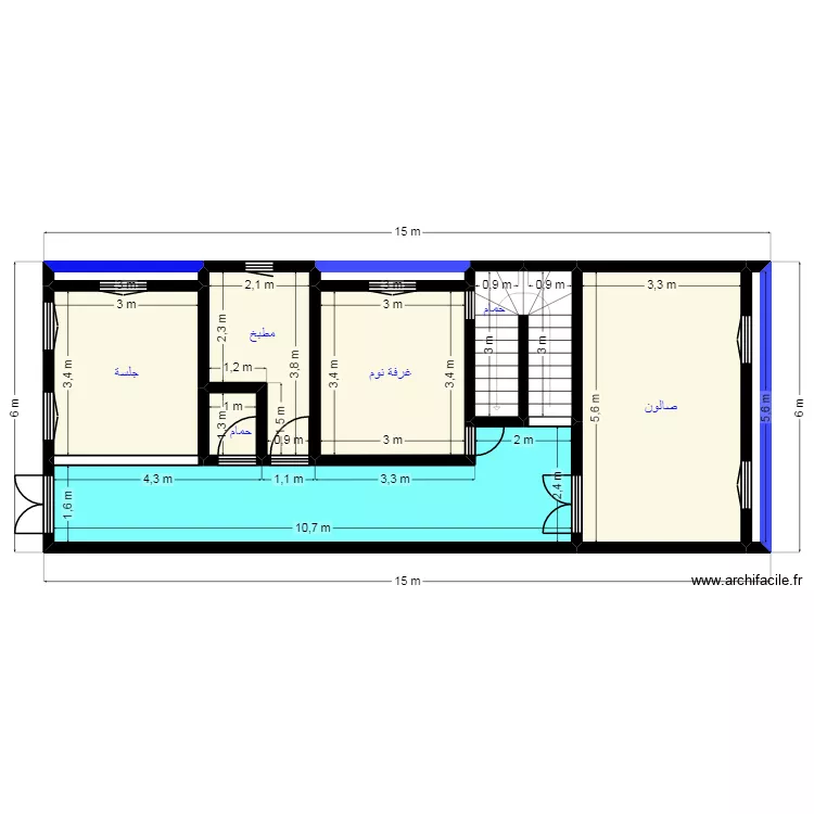 Plan 15X6 Cliente 46 44 78 69. Plan de 11  et 73 m²