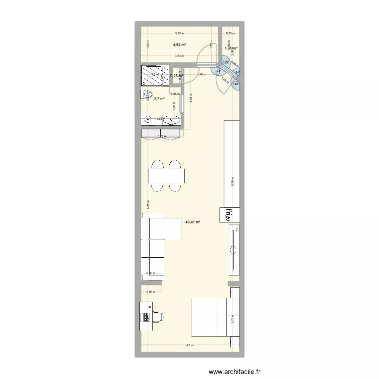 APPARTEMENT de base. Plan de 5  et 54 m²