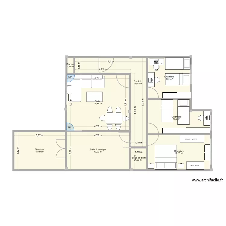 plan 2. Plan de 9  et 93 m²