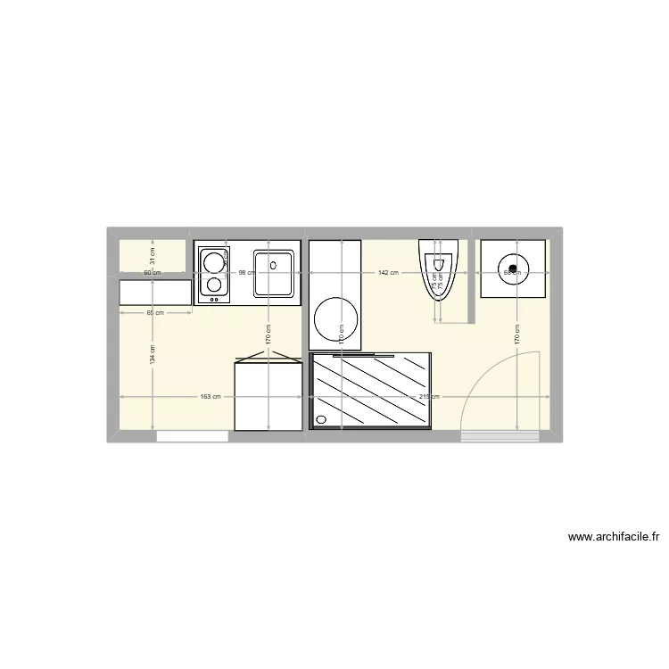 Cuisine/sdb. Plan de 