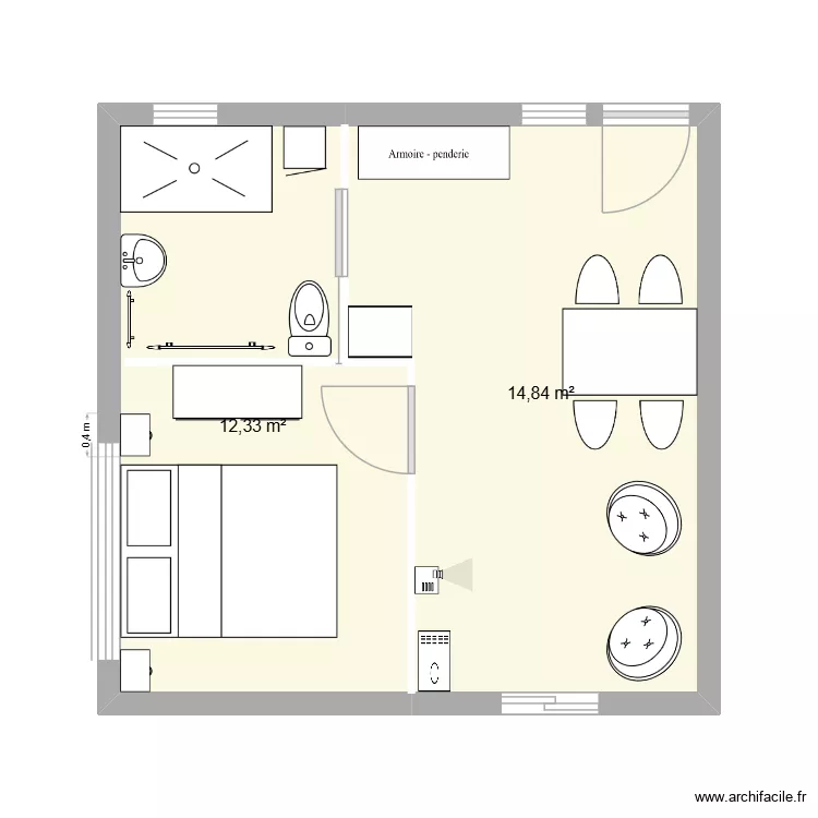 Maisonnette Cedros. Plan de 2  et 27 m²