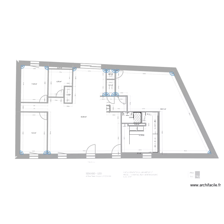 APPARTEMENT LEO COMPLET. Plan de 13  et 167 m²