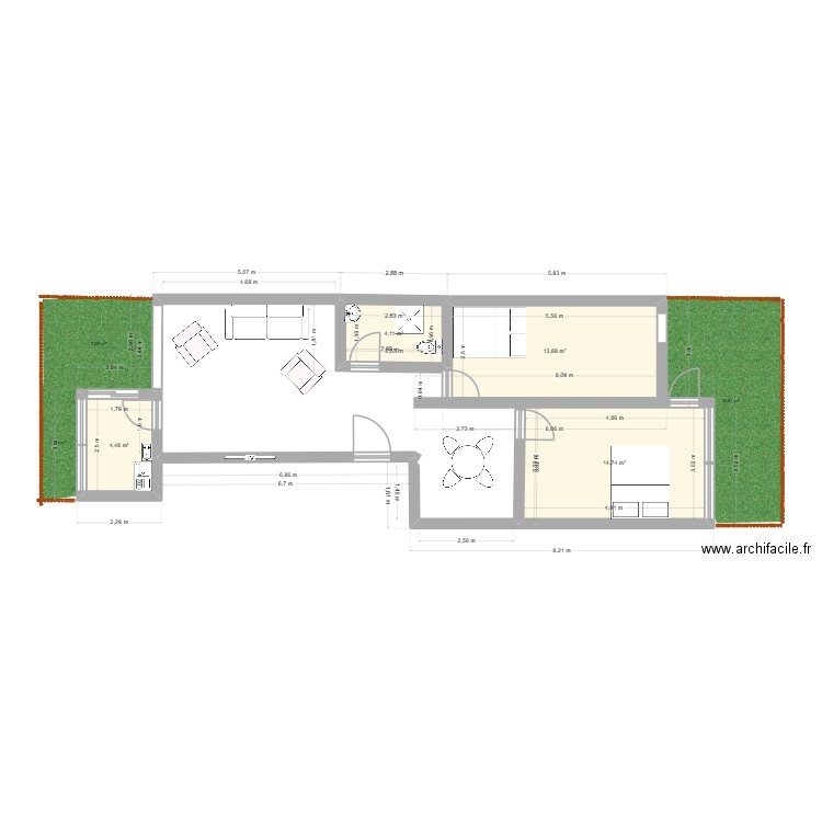 Jianshe original. Plan de 4 pièces et 37 m2