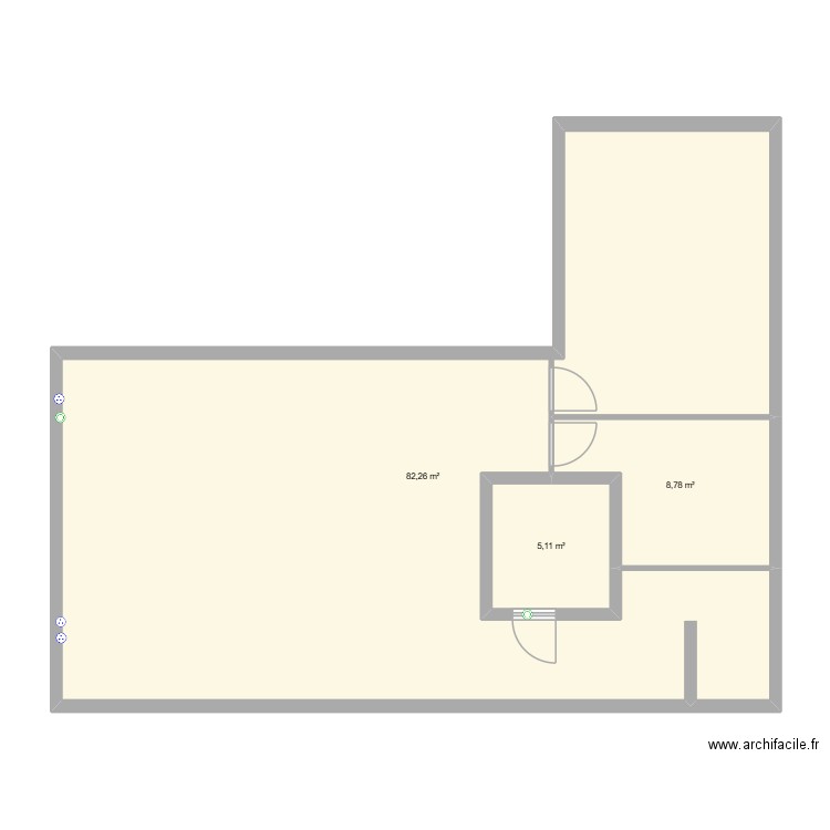 sous sol. Plan de 3 pièces et 96 m2