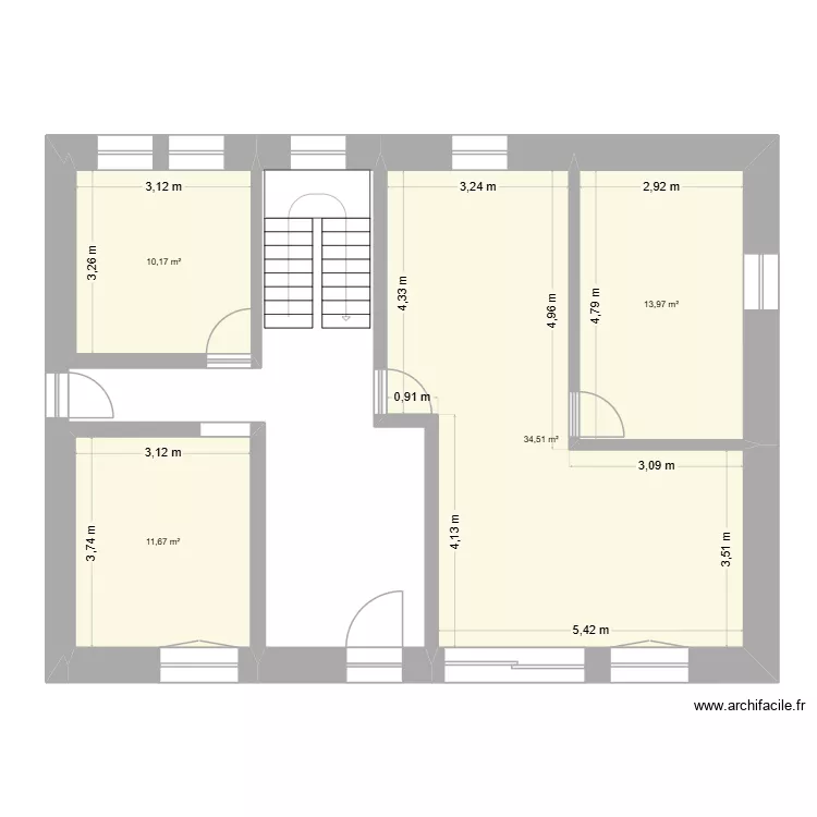 projet 2. Plan de 4 pièces et 70 m²
