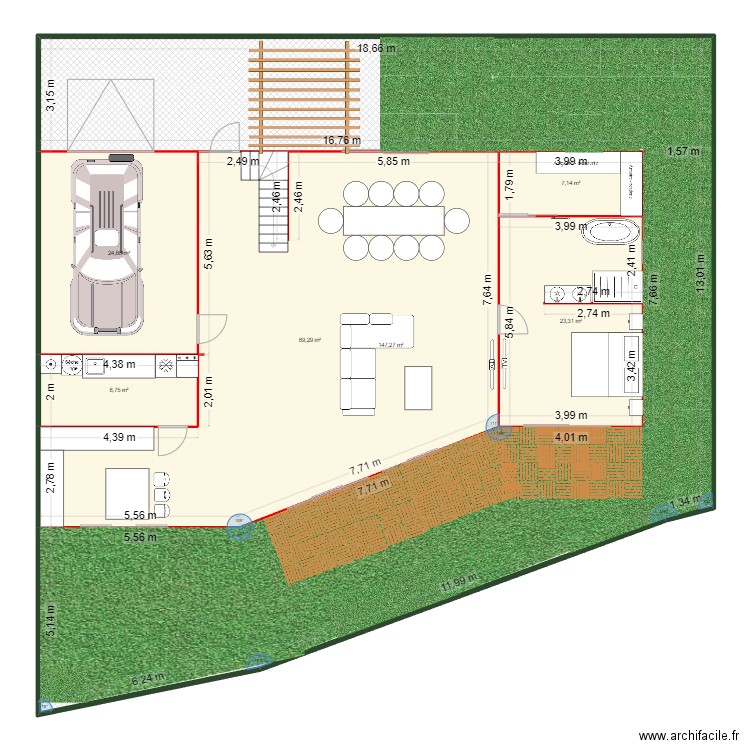 maison terrain le coteau. Plan de 6 pièces et 300 m2