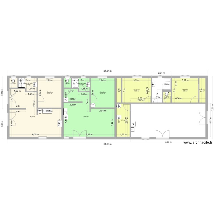 LOGEMENT 3. Plan de 16 pièces et 162 m2