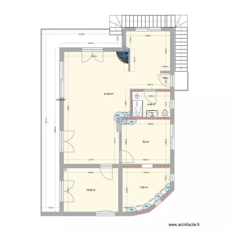 FLO. Plan de 6  et 93 m²