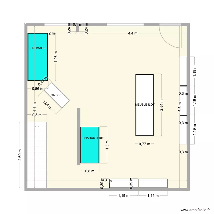 LA CAVE DU FOURNIL. Plan de 1  et 43 m²