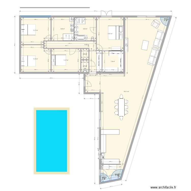 RDC tours  nord 2. Plan de 11 pièces et 193 m2