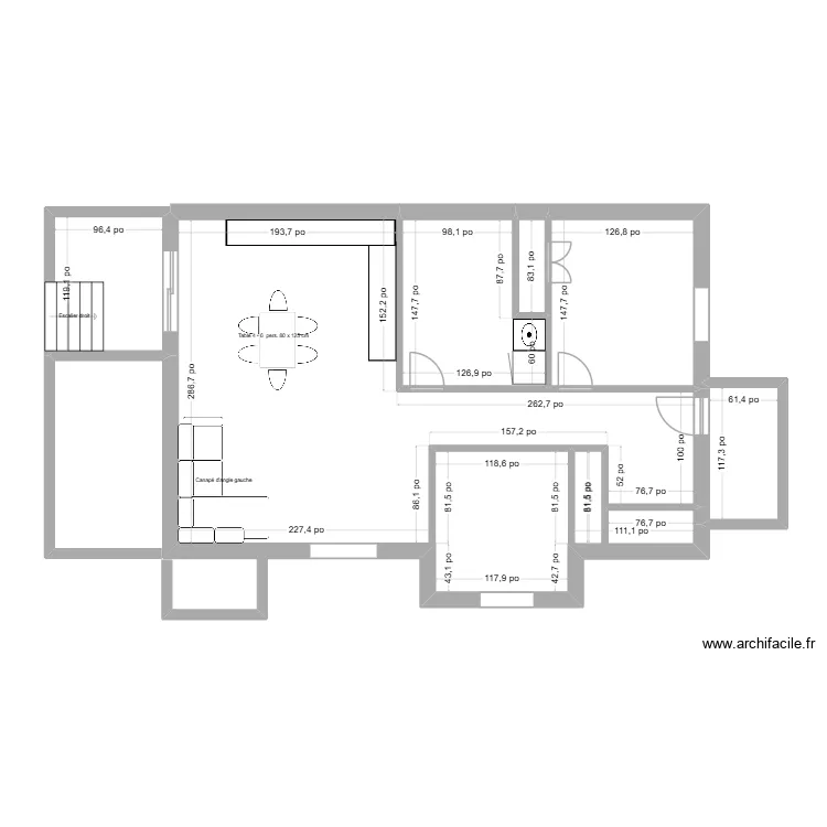 duplex cuisine. Plan de 6  et 96 m²