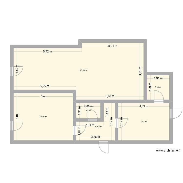 extention. Plan de 6 pièces et 93 m2