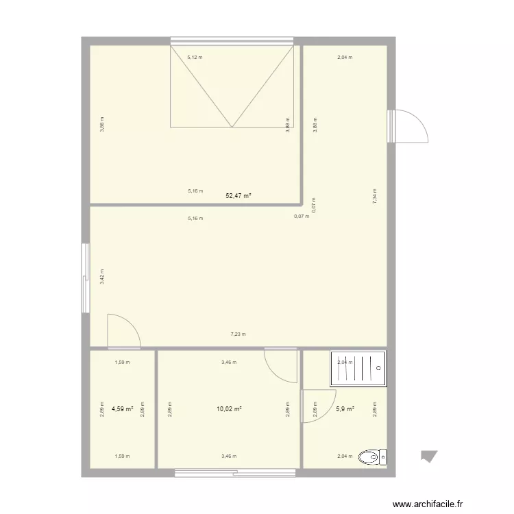 FEDRY. Plan de 4  et 73 m²