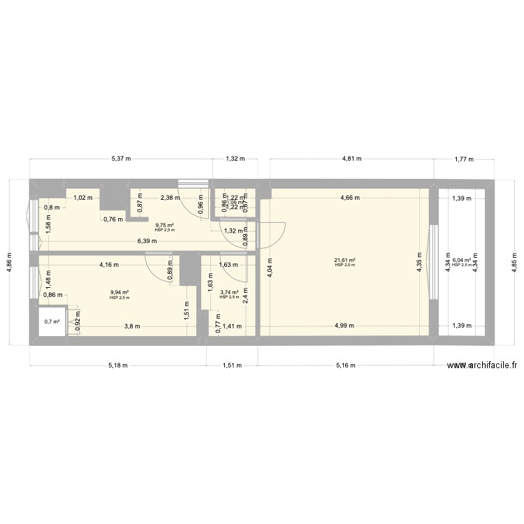 PASTEUR. Plan de 12 pièces et 54 m2