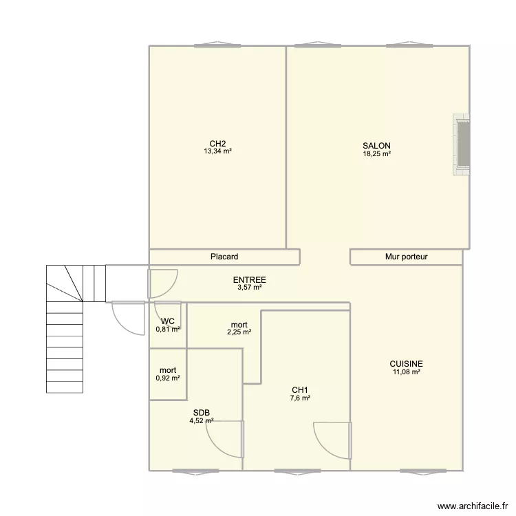 Castres !er etage. Plan de 11  et 64 m²