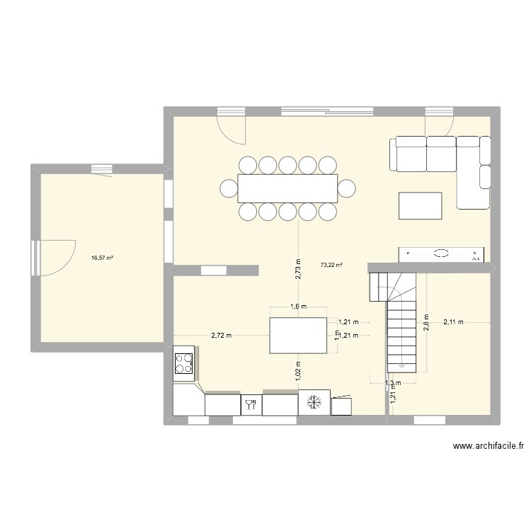 test3. Plan de 2 pièces et 90 m2