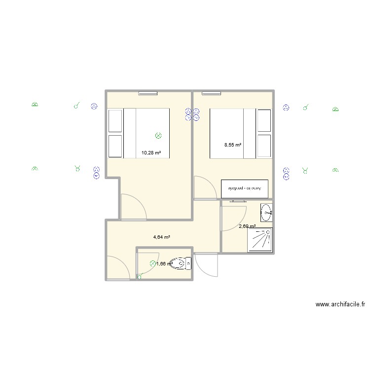 decembre 2023. Plan de 5 pièces et 28 m2