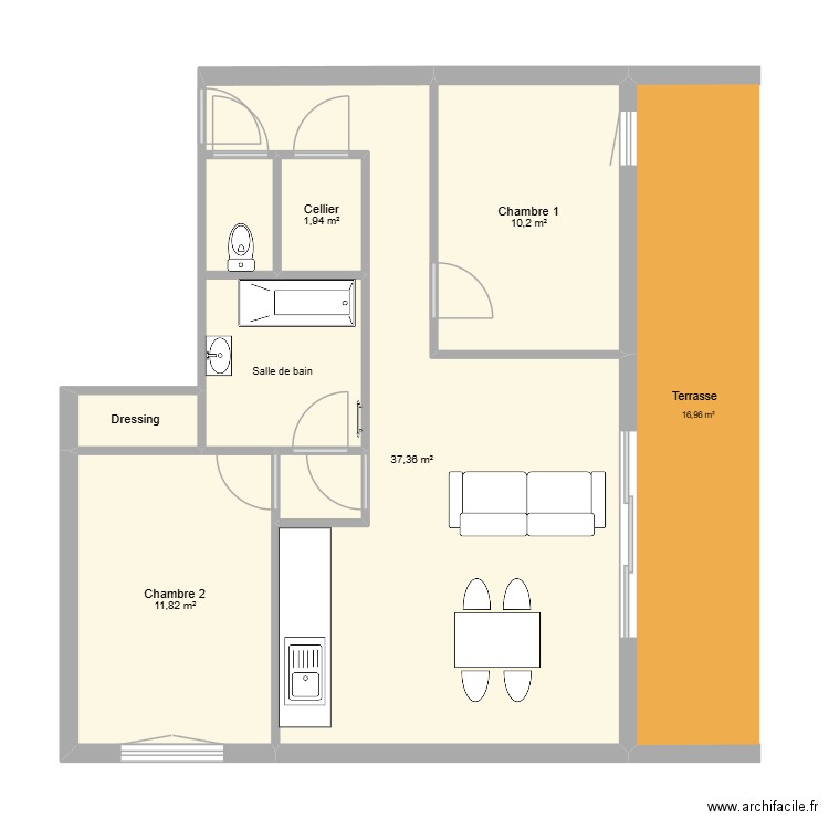Dom UP. Plan de 6 pièces et 64 m2