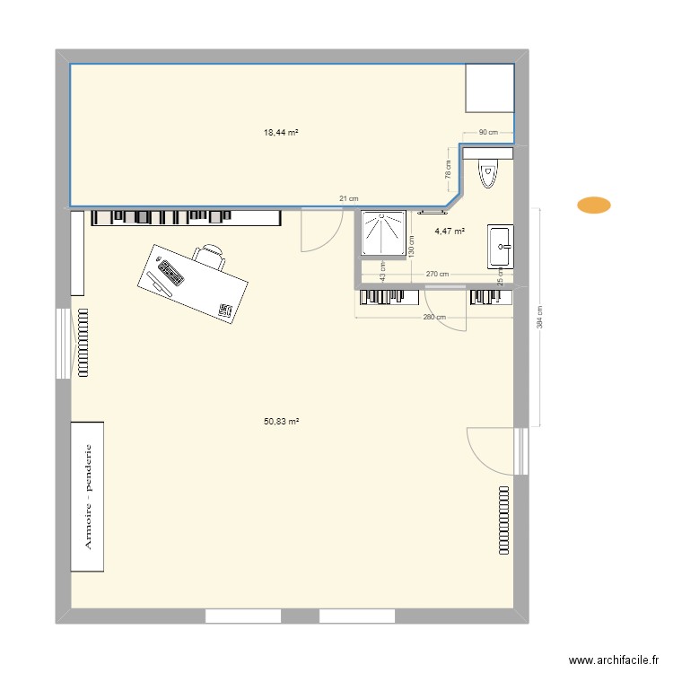 sdb haut 2025_80x80_145_d. Plan de 3 pièces et 74 m2