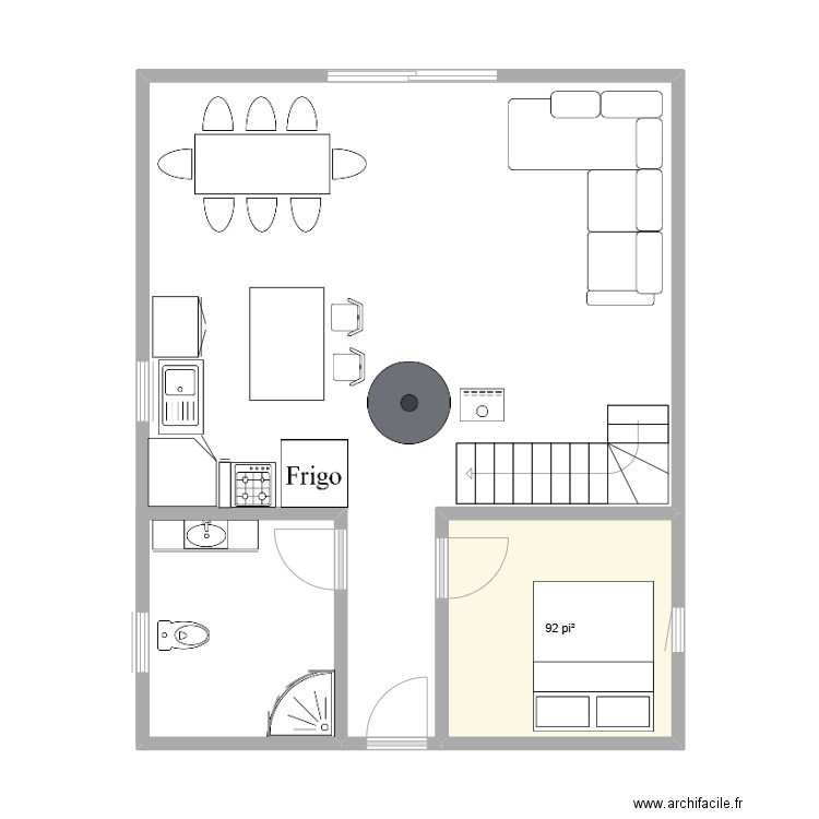 chalet 1 Sim. Plan de 1 pièce et 9 m2