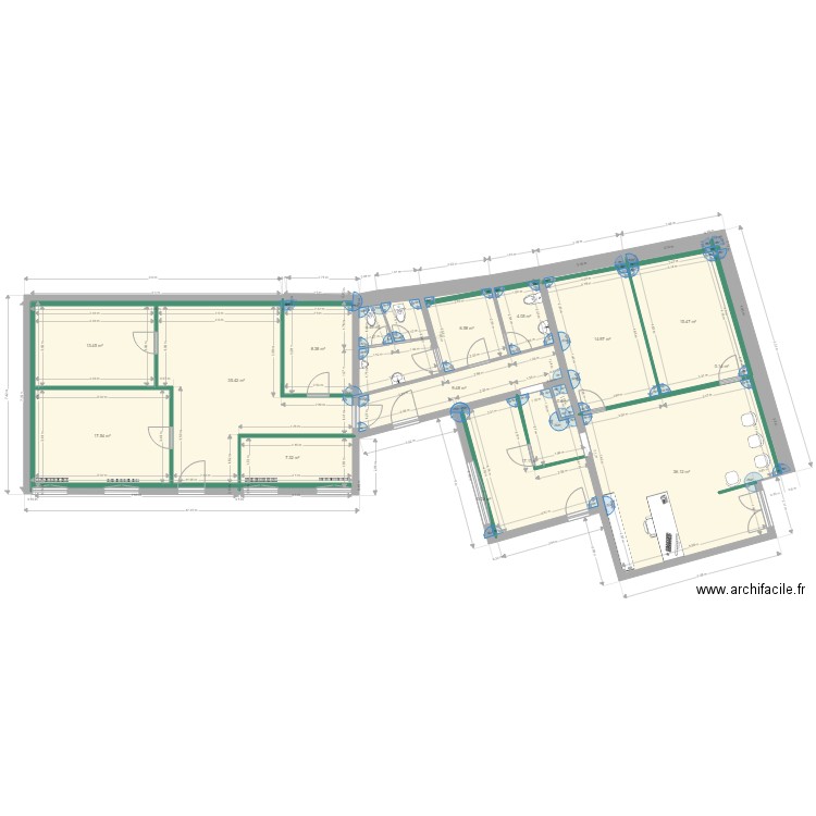 LAPOSTE VETO FINAL. Plan de 16 pièces et 188 m2