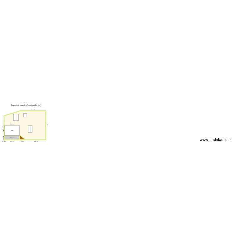 Plan de facade et toiture projet. Plan de 3 pièces et 64 m2