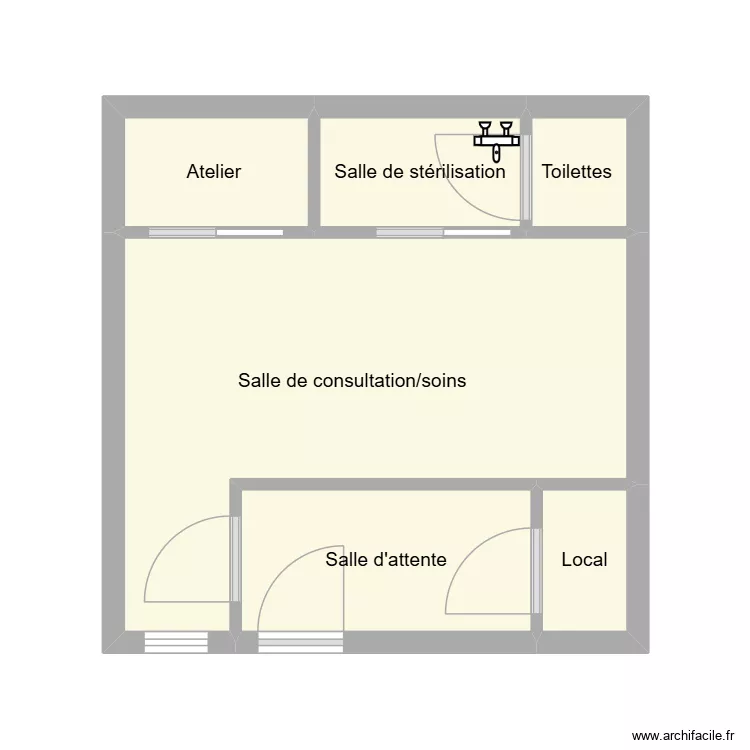 Cabinet. Plan de 6  et 21 m²