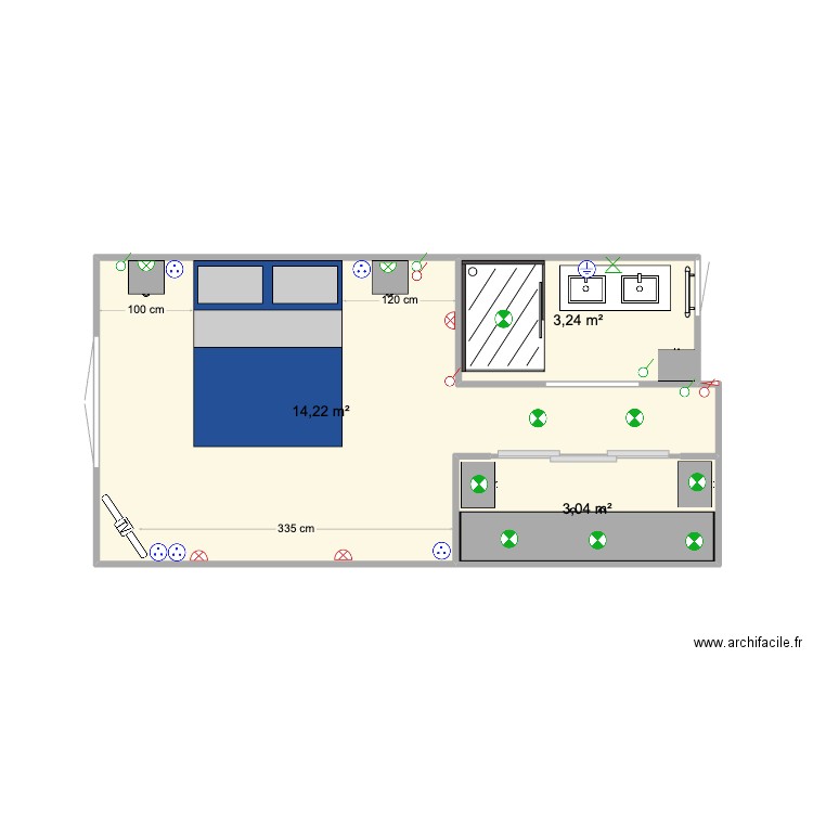 183B CHAMBRE VFINAL ELEC. Plan de 3 pièces et 21 m2