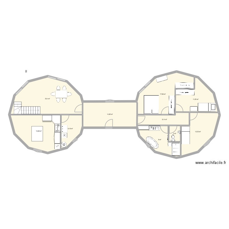 YOURTE. Plan de 10 pièces et 119 m2