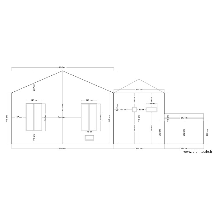 Plan façade arrière. Plan de 0 pièce et 0 m2
