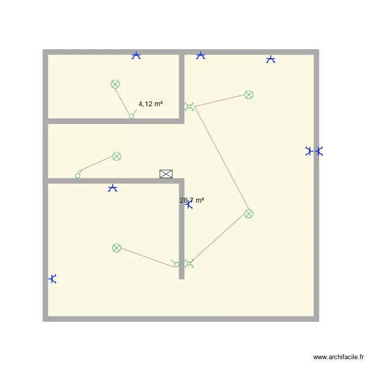 plano electrico. Plan de 2 Pièces et 33 m²