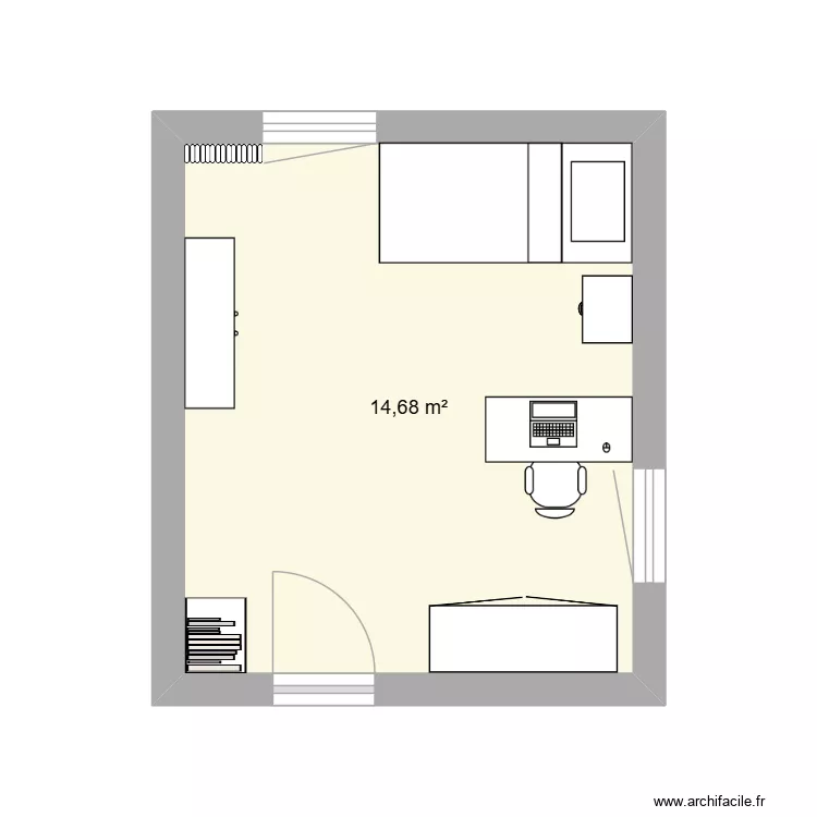 chambre de cecile. Plan de 1  et 15 m²