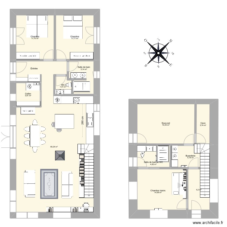 Maison longue 2. Plan de 0 pièce et 0 m2