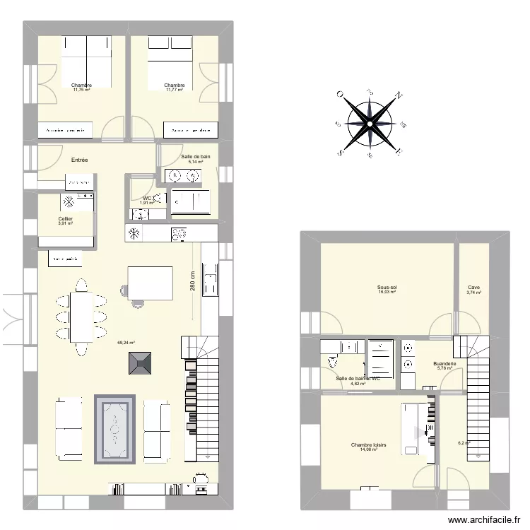 Maison longue 2. Plan de Maison longue 2. Plan de