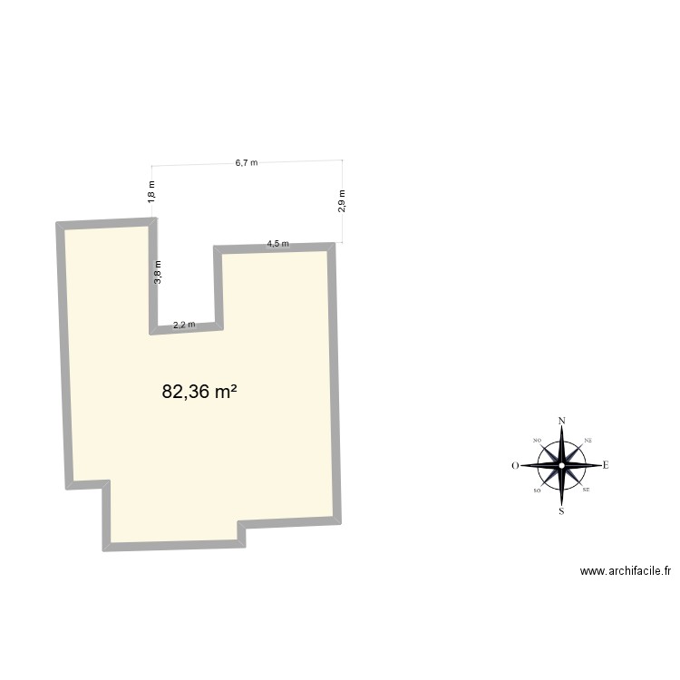 terrasse masse. Plan de 1 pièce et 82 m2