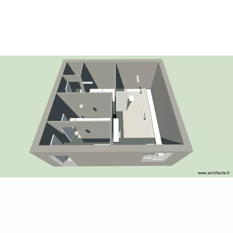 Plan vestiaire. Plan de 2  et 36 m²
