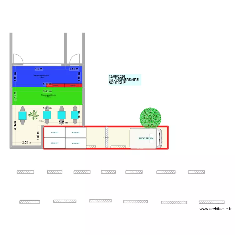 EXTENSION DE TERRASSE ANNIVERSAIRE. Plan de 4 et 61 m² EXTENSION DE TERRASSE ANNIVERSAIRE. Plan de 4 et 61 m²