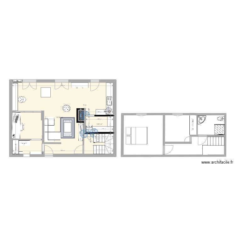 maison 2. Plan de 2 pièces et 62 m2