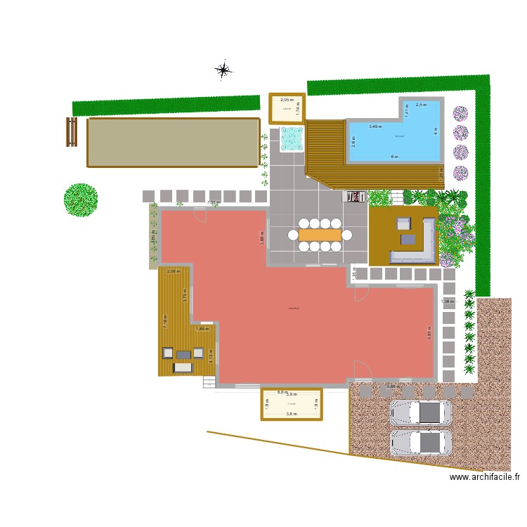 piscine lives. Plan de 4 pièces et 159 m2