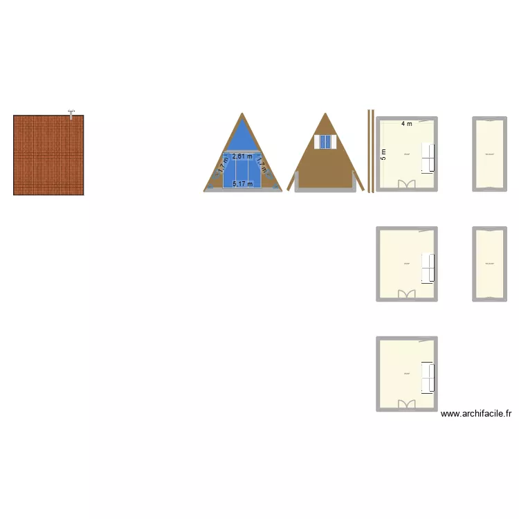 chalet tipi. Plan de 9  et 106 m²