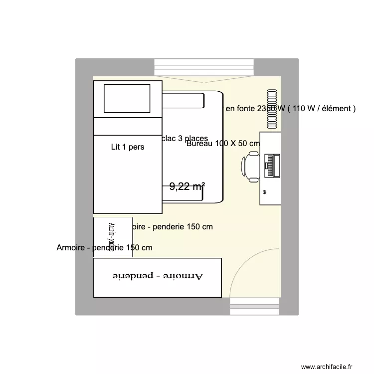 chambre filles. Plan de 